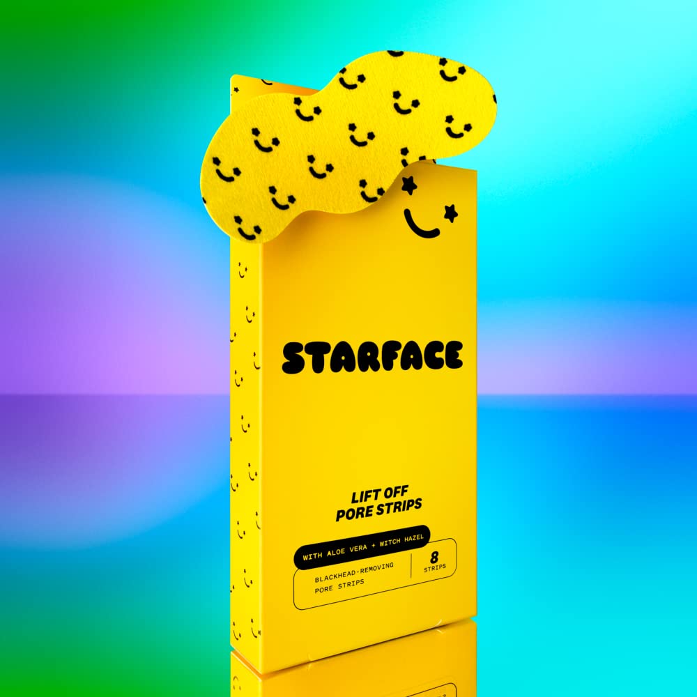 Starface World Hydro-Star Hydrocolloid Pimple Patches (32 ct) with Big Yellow Compact and Lift Off Pore Strips for Blackheads and Clogged Pores (8 ct)