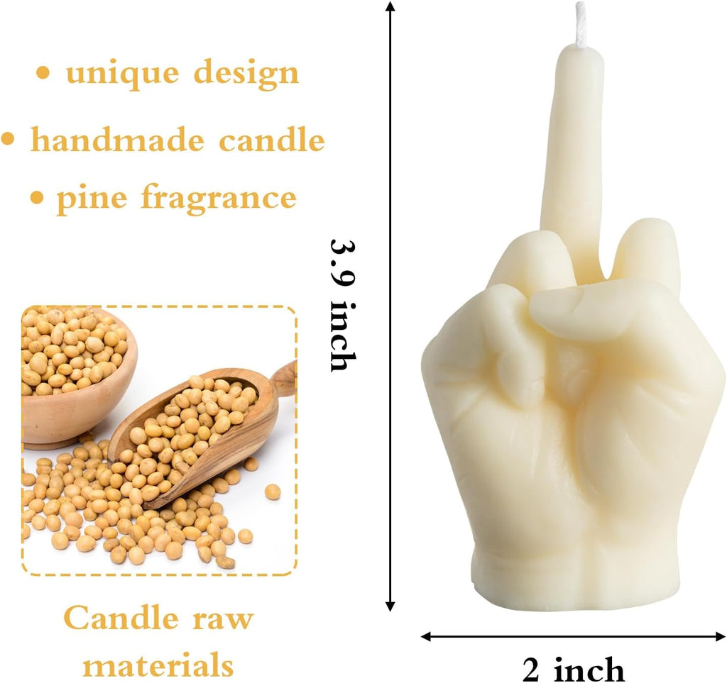 Middle Finger Scented Candle Danish Pastel Room Decor Aesthetic Pine Fragrance Soy Wax Aromatherapy Hand Gesture Candles Desk Statues Sculpture Ornaments Gift for House Bedroom Supplies Milky