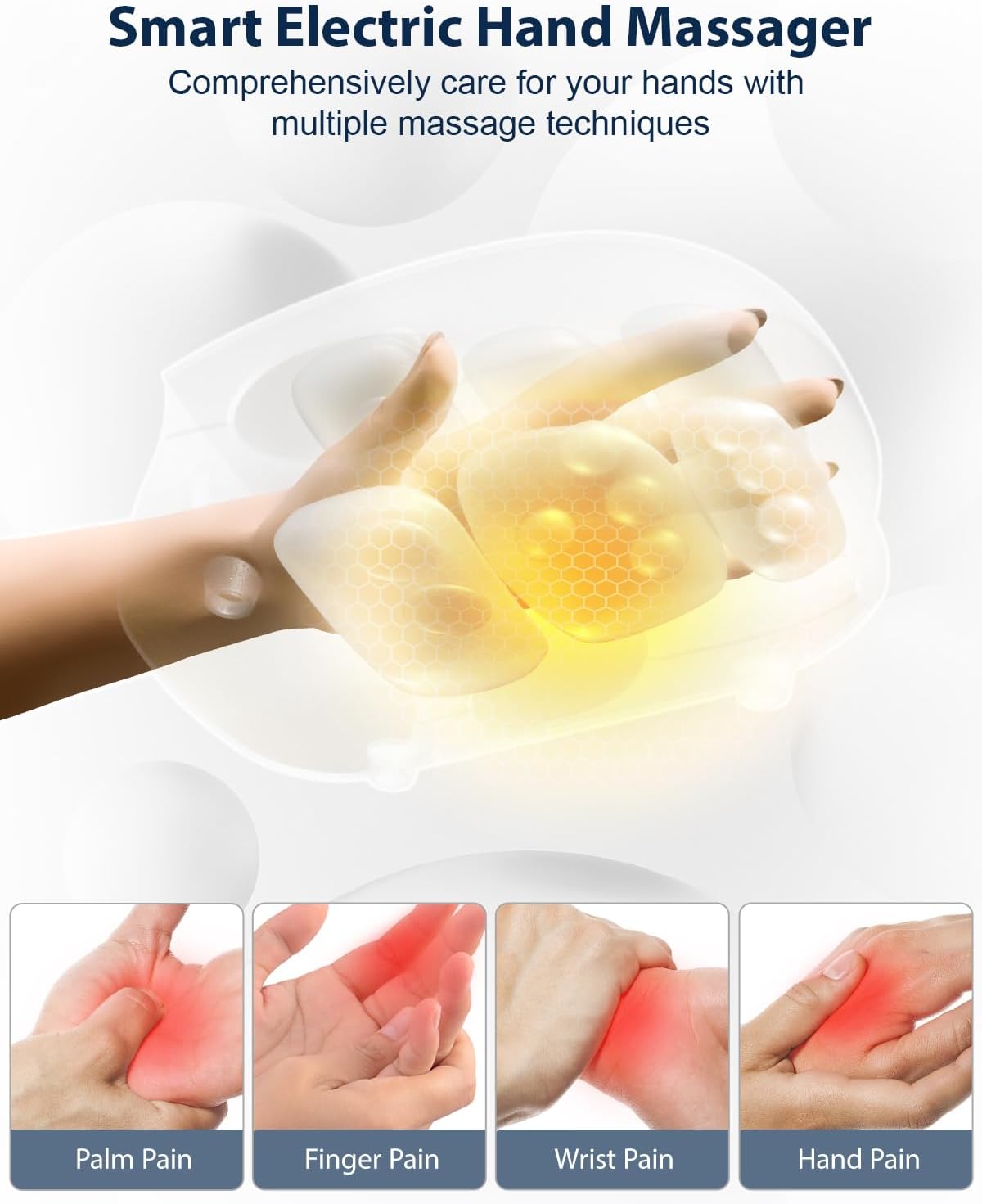 CINCOM Hand Massager - Cordless Hand Massager with Heat and Compression for Arthritis and Carpal Tunnel, Gifts for Women(White)