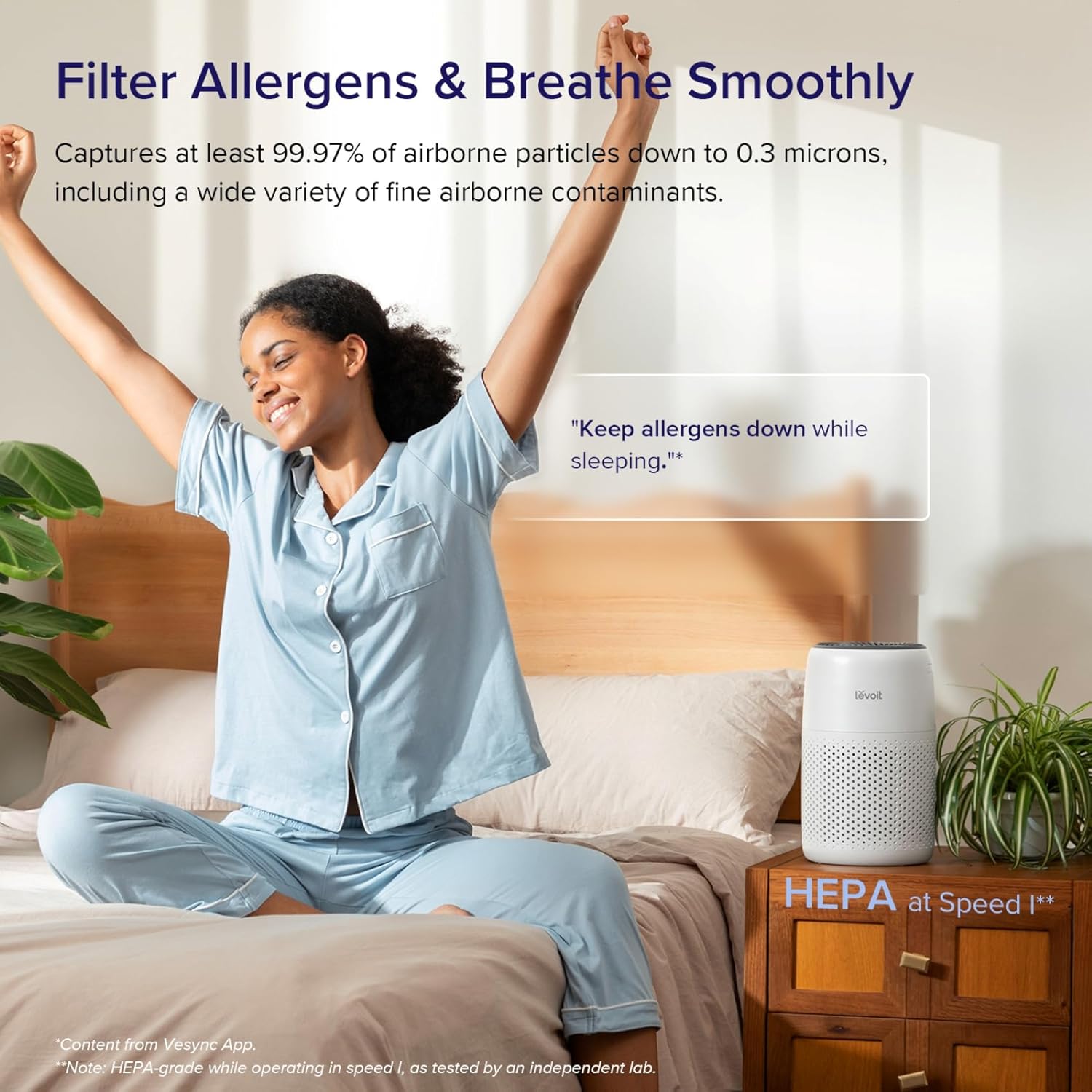 LEVOIT Air Purifiers for Bedroom Home Dorm, 3-in-1 Filter Cleaner with Fragrance Sponge for Better Sleep, Filters Smoke, Allergies, Pet Dander, Odor, Dust, Office, Desktop, Core Mini-P, White
