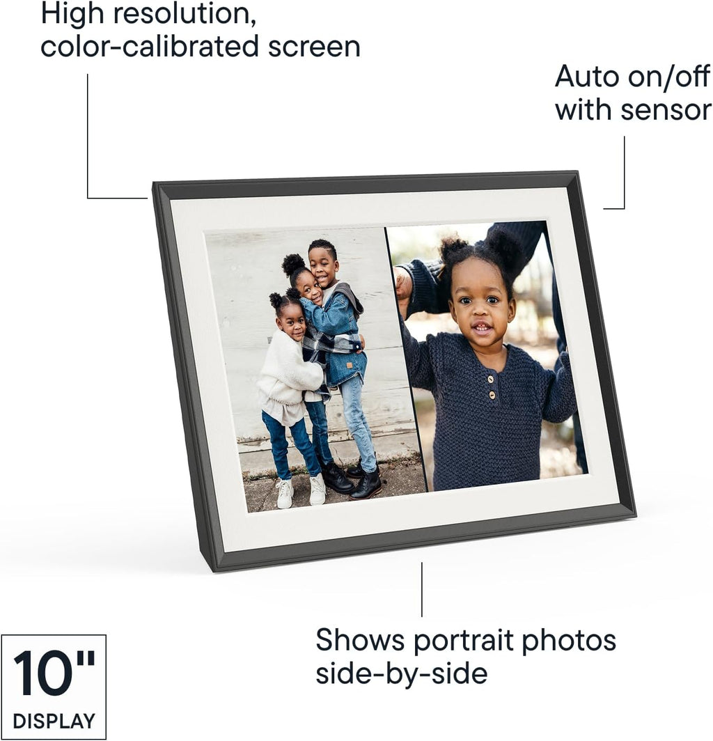 Aura Digital Picture Frame - 10.1" HD Mat Display | Wirecutter's Best Digital Frame for Gifting - Send Photos Directly from Your Phone from Anywhere | Quick & Easy Setup Over WiFi - Free App | Black