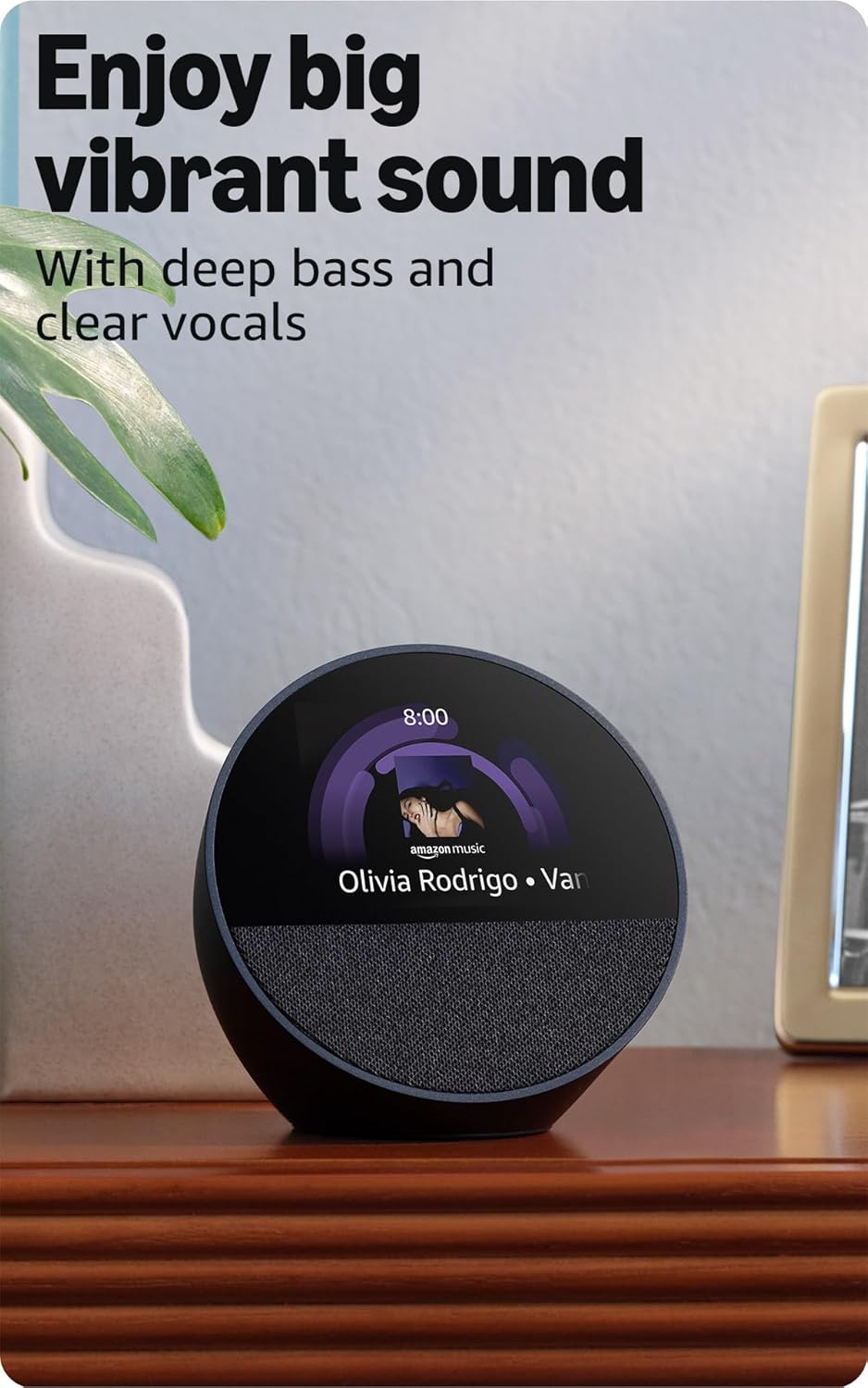Amazon Echo Spot (newest model), Great for nightstands, offices and kitchens, Smart alarm clock with Alexa+ Early Access, Black