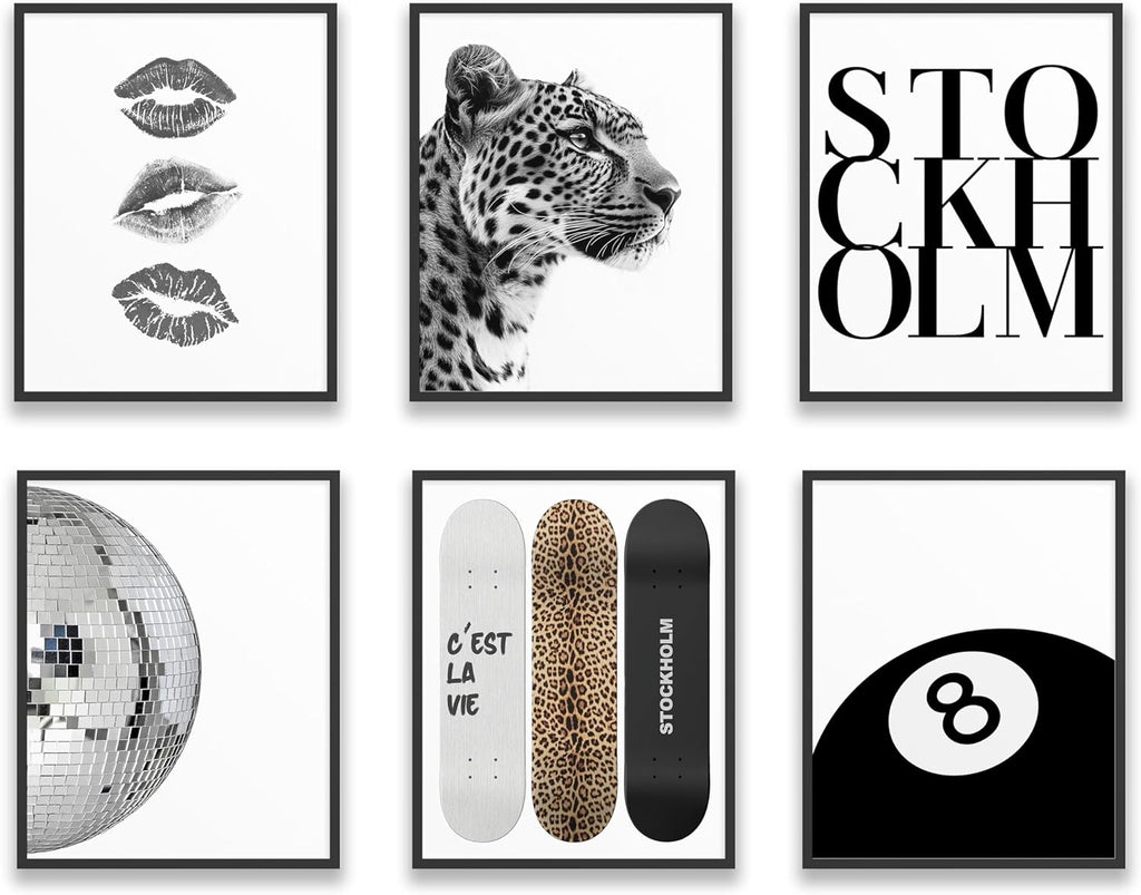 TwoDays Stockholm Style Room Decor for Women, Chic Trendy Wall Art for Living Room Aesthetic, Luxury Fashion Posters for Home Bedroom Apartment Dorm (8" X 10", Set of 6, UNFRAMED)