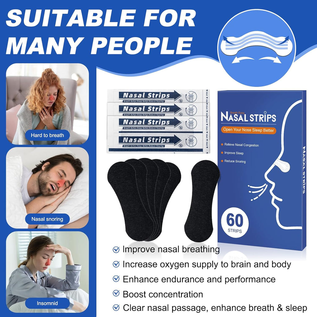 Nasal Strips for Snoring,60 Ct Nose Strips for Breathing, Promote Deeper Sleep & Enhance Sports Performance, Sweat-Resistant for Men and Women Visit the Ventro Vykor Store