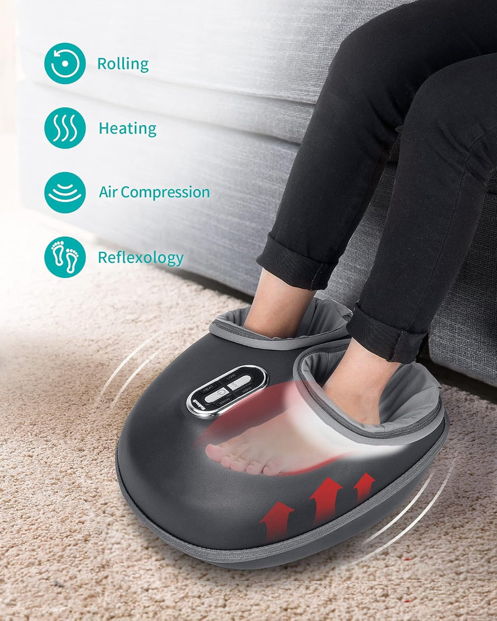 Nekteck Shiatsu Foot Massager with Heat, FSA Eligible Deep Kneading Therapy Air Compression, HSA Feet Massage Improve Blood Circulation Foot Wellness Soothing Pain Relief, Relax for Home Office Use