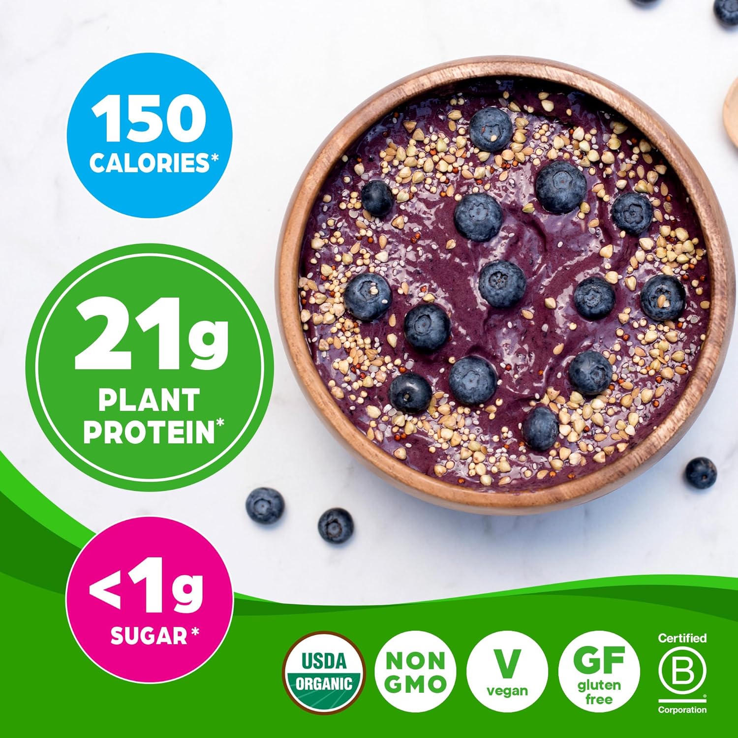 Orgain Organic Vegan Protein Powder, Vanilla Bean - 21g Plant Protein, 4g Prebiotic Fiber, No Lactose Ingredients, No Added Sugar, Non-GMO, For Shakes & Smoothies, 2.03 lb (Packaging May Vary)