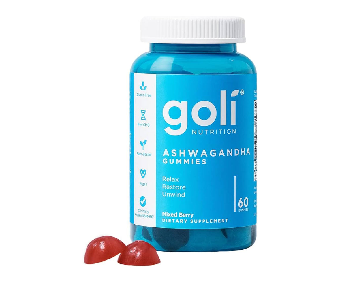 Goli Ashwagandha & Vitamin D Gummy - 60 Count - Mixed Berry, KSM-66, Vegan, Plant Based, Non-GMO, Gluten-Free & Gelatin Free Relax. Restore. Unwind, Pack of 1